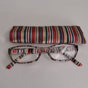 ICU Eyewear Striped 3:00 Reading Glasses And Case